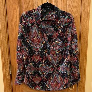 New York & Company Women's Multicolor Paisley Blouse